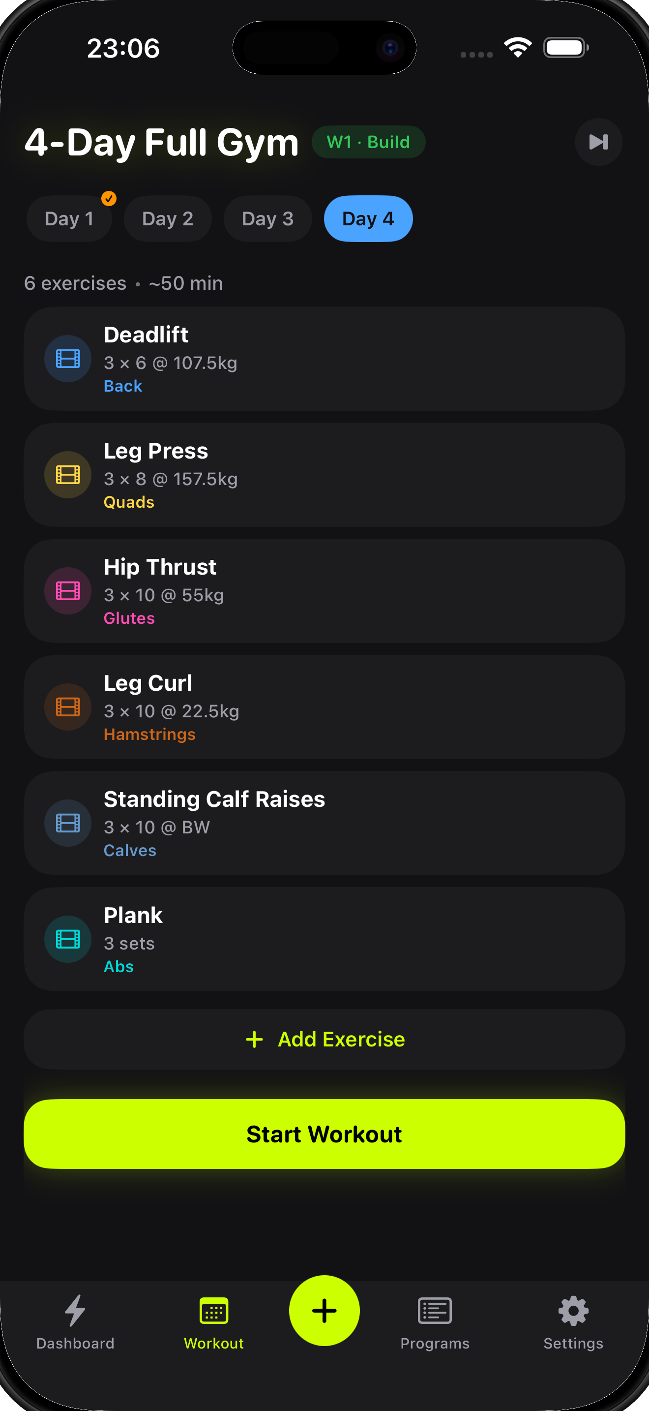 Workout Logger Interface